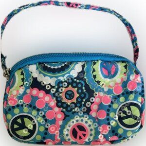 Justice Blue and Pink Clutch with Vibrant Pattern